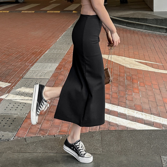 One-step skirt for women's hip skirt Spring and Autumn 2025 new rear slit skirt versatile high-waisted slim mid-length skirt
