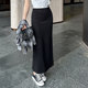 Black one-step skirt for women in spring and summer new long skirt straight temperament slim skirt versatile slit hip-covered skirt