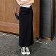 Black one-step skirt for women in spring and summer new long skirt straight temperament slim skirt versatile slit hip-covered skirt