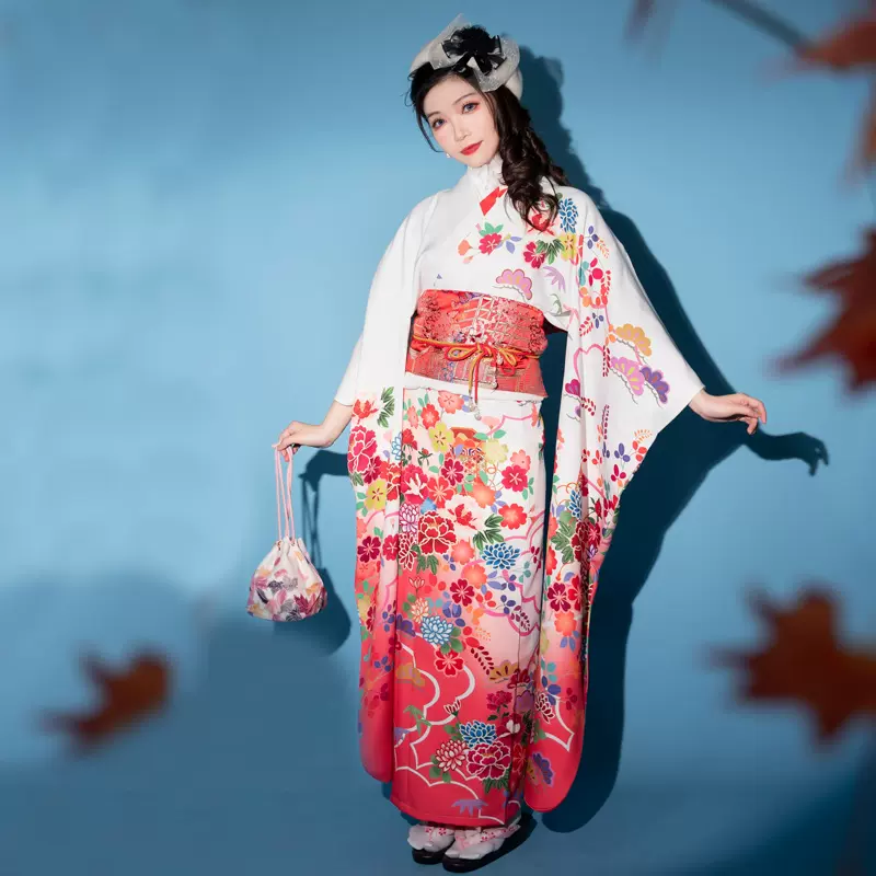 日本和服正装振袖传统160衣长套装振袖拍照日本神明少女写真和服