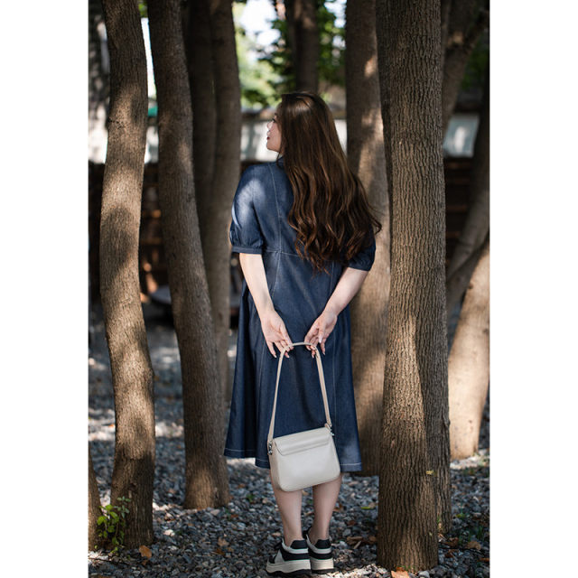 Beautiful Inn Blues Slow Walking Dress Summer Soft Denim Lapel Large Size Women's Loose Casual Retro Denim Skirt

