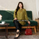 Beautiful Inn Original High-end Large Size Women's Clothing Fat MM200Jin [Jin equals 0.5 kg] Noble Slanted Jacquard New Chinese Shirt Top