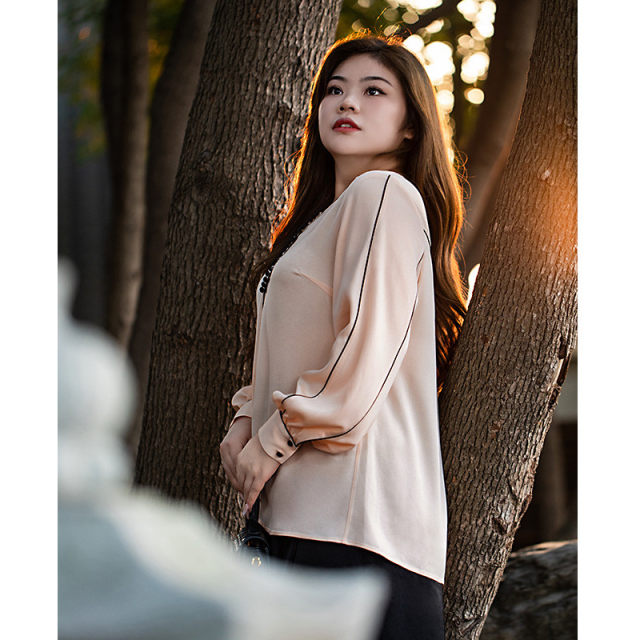 Beautiful Inn Heavy Acetate Shirt Summer Simple Slim Large Size Women's Gentle Light New Chinese Design Top
