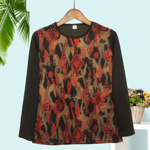 
Middle-aged and elderly autumn 2025 new long-sleeved bottoming women's mother's wear women's belly covering top grandma T-shirt