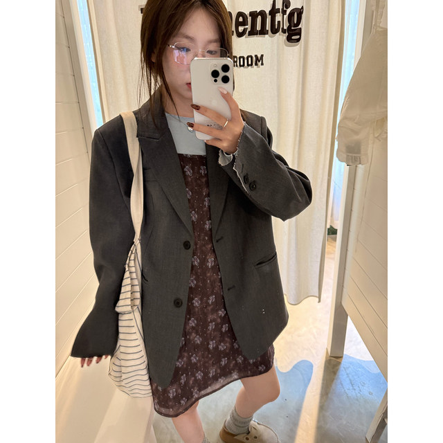 The new 2025 autumn new loose temperament casual drooping gray suit ...