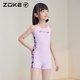 Zoke children's one-piece flat horn swimsuit zoke Melody girl quick-drying sun protection swimming training big children's swimsuit