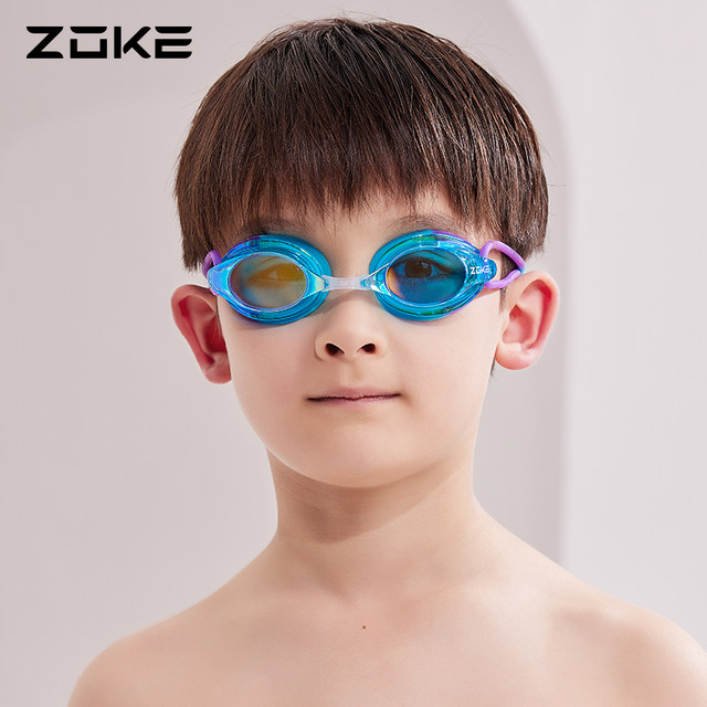 Zhouke children's swimming goggles high-definition waterproof and anti-fog professional swimming training male teenagers myopia girls electroplated swimming goggles