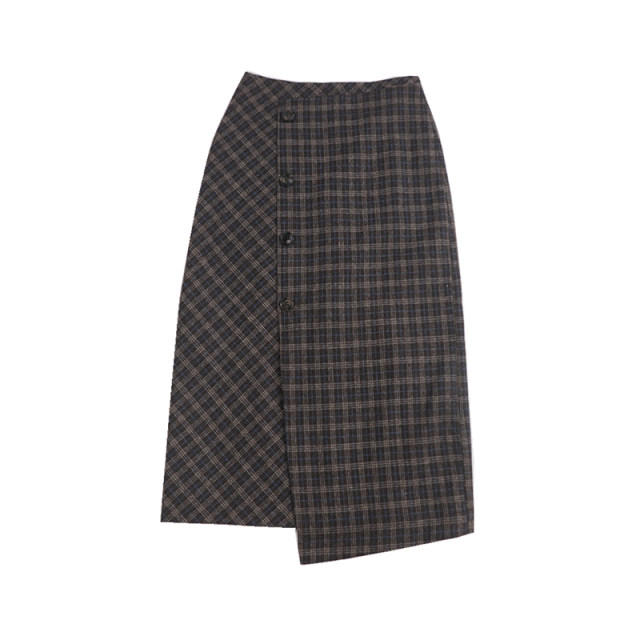 Large size skirt fairy-looking women's sweet 2025 new autumn and winter slim brown plaid high-waisted A-line skirt mid-length