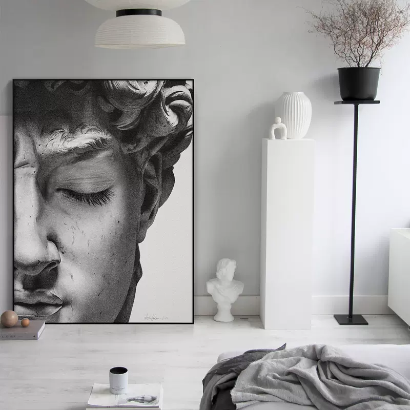 北境画心大卫雕塑素描手稿装饰画客厅沙发背景墙挂