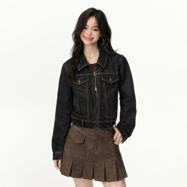 EPTISON short denim jacket for women 2025 spring new slim fit fashionable fashionable age-reducing street style top