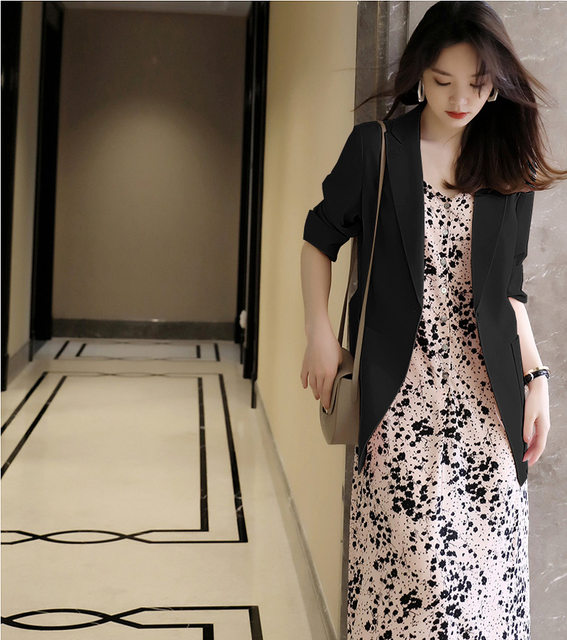 
Large size women's new 2025 thin suit summer gentle style dress two-piece fat mm slimming meat cover set