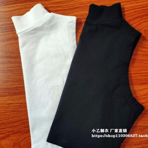 European and American new set of round neck pure -colored vest women wearing summer sleeveless semi -high neck super shorter short exposed navel tops