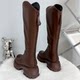 Genuine leather long boots 2025 high tube knight boots women's height increase 6cm thick sole waterproof platform women's motorcycle boots thin boots