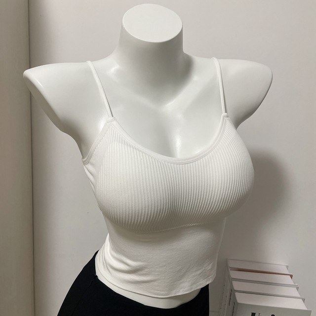 Stay, stay, stay! B eyes are in! Korean detachable breast pad camisole versatile short sexy tight bottoming shirt