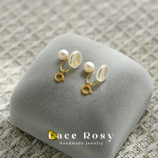 No pierced ears S925 sterling silver spring buckle pendant modified pearl gold bean mosquito coil disc ear clip converter handmade material for women