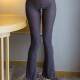 Flag-bottom pants for women with crotch zipper bent over and transparent inside and outdoor high-waist yoga leggings stretchy hip tight hot girl reveal