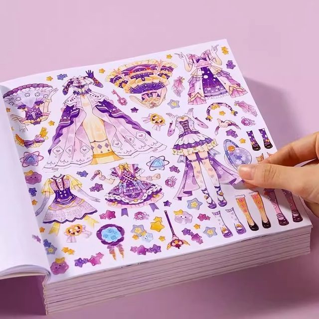 High-value Shiny dress-up stickers girl handmade DIY educational toys quiet princess paste makeup stickers for women
