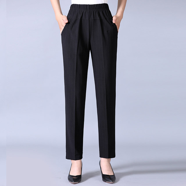 Middle-aged and elderly mother's pants women's cotton trousers plus velvet trousers grandma and old lady loose middle-aged autumn and winter straight winter style