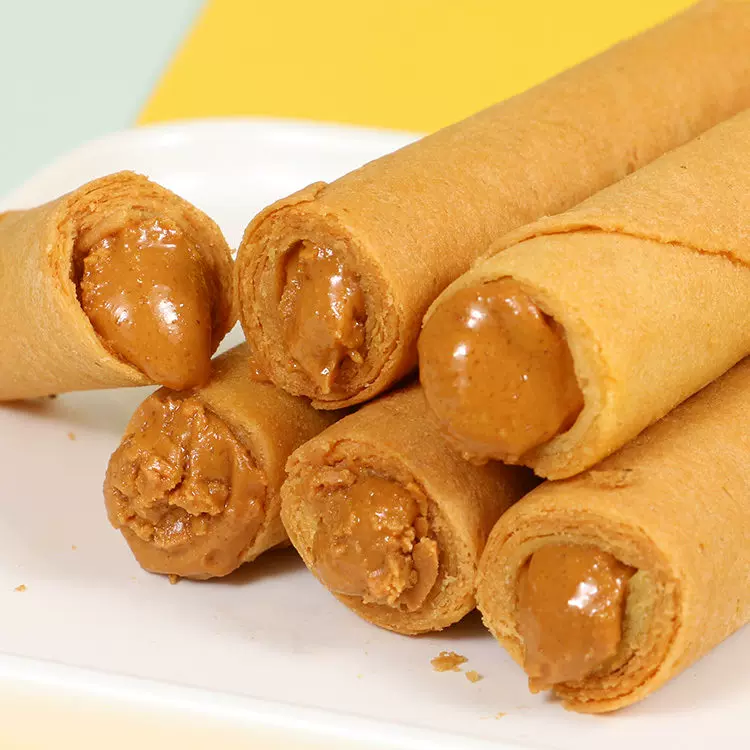 中国台湾特产美食海边走走花生爱馅原味黃金海苔蛋卷进口