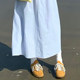 Light blue work skirt Japanese sweet dopamine pocket pure cotton A-line skirt small mid-length large umbrella skirt