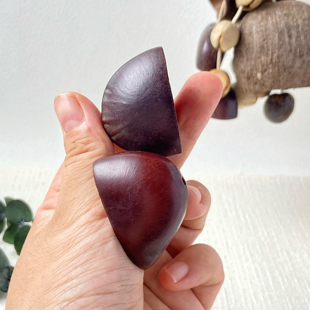 Natural fruit shell DIY material package plant fruit shell rattle handmade pendant wind chime bead black fruit water bead copper