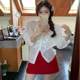 Temperament white and red suit short skirt skirt for women in spring and autumn new high-waisted sweet hot girl versatile A-line skirt