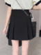 Black pleated skirt and skirt for women 2023 summer large size fat mm slim high waist pocket versatile A-line short skirt