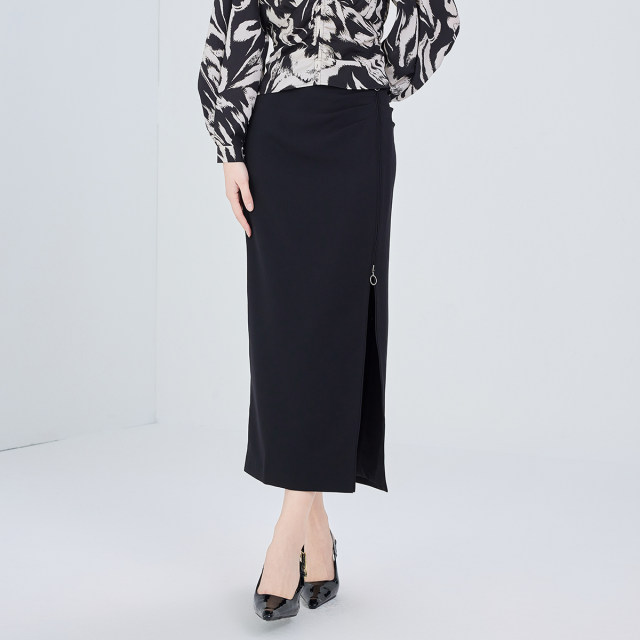 Jiarenyuan Skirt Women's 2024 New Autumn Fashion High Waist Zipper Slit Design Straight Skirt Looks Slim
