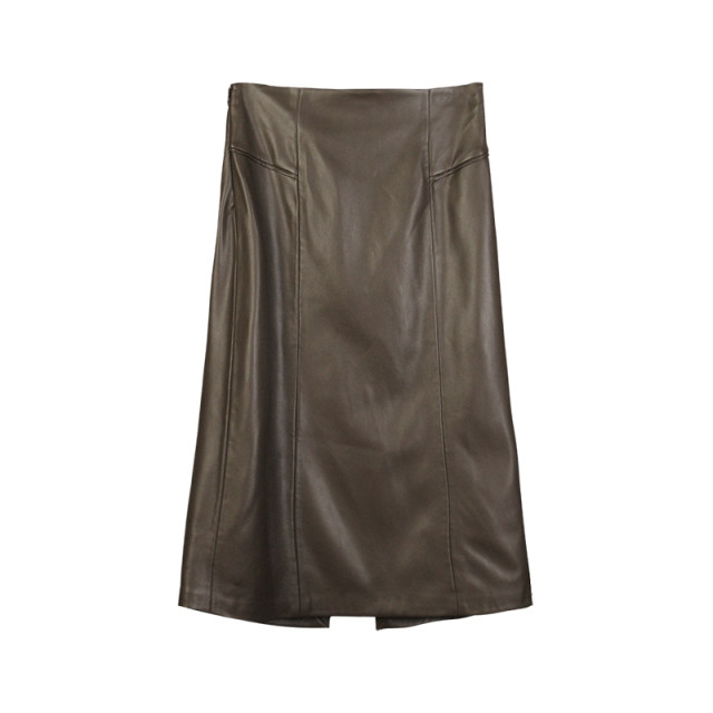 Jiarenyuan Skirt Women's 2024 Winter New High Waist Invisible Side Placket Back Slit Pencil Skirt