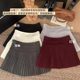 Pure wool pleated skirt spring and summer versatile boots A-line short skirt anti-exposure high-waisted slim organ skirt