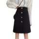 Large size pocket skirt mid-length A-line skirt spring and summer new black high-waisted versatile suit slimming one-step skirt