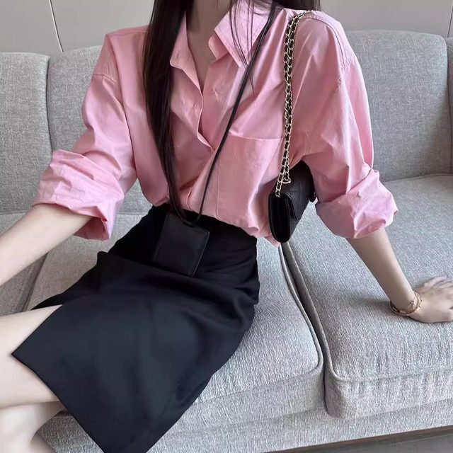 Spring and summer suit front slit skirt extended midi skirt American retro high waist slim A-line skirt drooping women