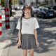 Yano Japanese College Wind Gray pleated skirt Female Xia Sweet Wind high -waist high -waisted A -shaped suits skirt