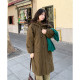 Yiye Japanese retro ox horn button mid-length cotton jacket for women's winter small thickened warm coat windbreaker jacket
