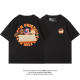American retro cartoon black short-sleeved T-shirt for women ins trendy back print pure cotton half-sleeved niche round neck t-shirt
