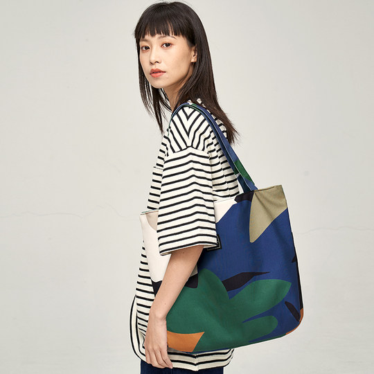 Borsa Tote In Tela Donna | Borsa A Tracolla Vintage | Multi-Tasche | Ideale Per Lavoro O Tempo Libero | Dimensioni 29x37cm - Foto 8