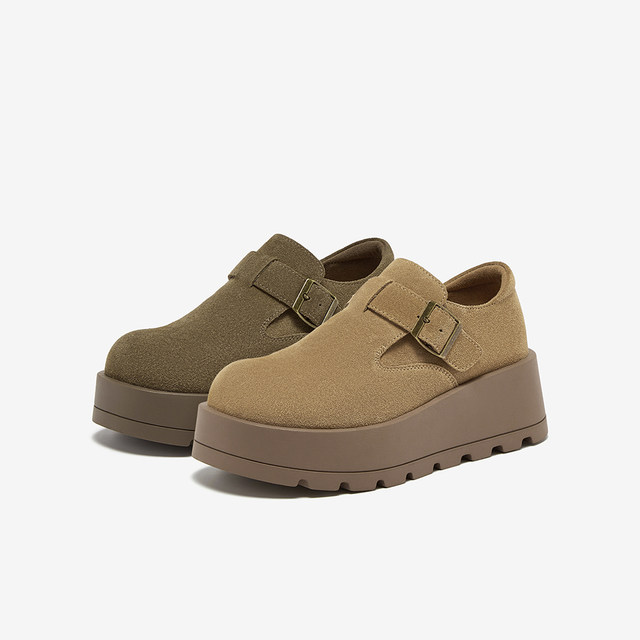 
Best 2025 Winter Shopping Mall New Thick Sole Heightening Camel Birkenstock Shoes Casual Women's Singles Shoes F3109DM5