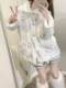 Ruibbit white musical notes imitation rabbit fur coat round neck long sleeve autumn and winter top plush cute subculture girl