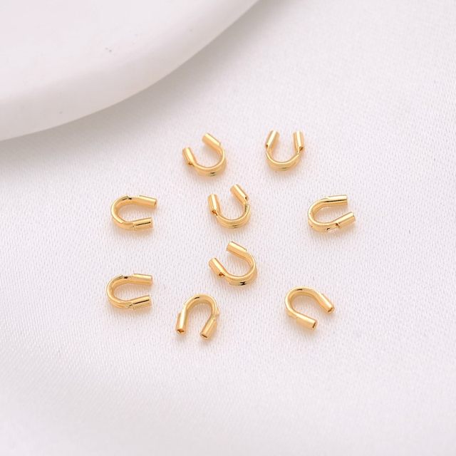 14K bag gold horseshoe buckle handmade DIY jewelry accessories material steel wire line fish line U -shaped protection deduction tail buckle