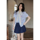 Ximeng 2025 new spring and summer French lace bow puff sleeve striped design niche shirt top for women