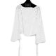 Napajia autumn new women's shirt one-length collar striped design off-shoulder long-sleeved shirt for women's counter genuine