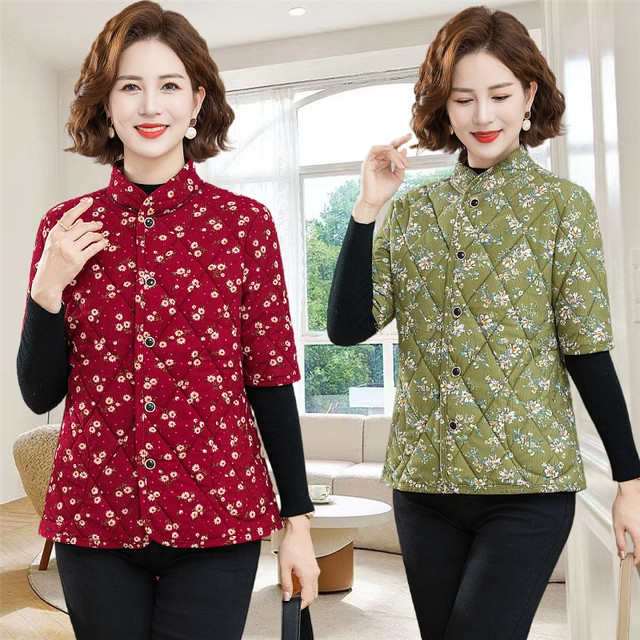 Mother's autumn and winter half-sleeved vest with velvet to keep warm when working, vest and vest for middle-aged and elderly ladies camel velvet small cotton coat