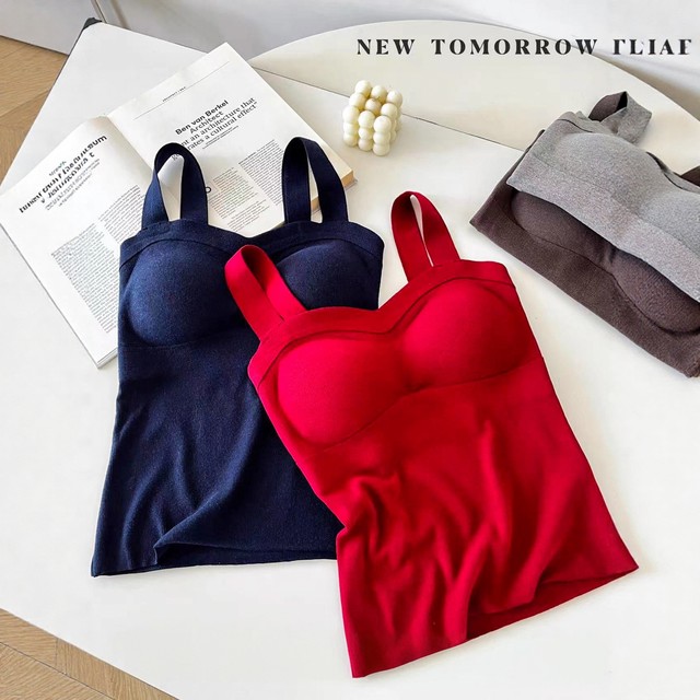 Cashmere protein seamless one-cup camisole women's European station 2025 winter new style European women's underwear trend