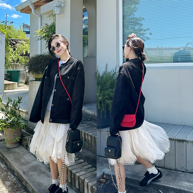 Jin Suyi irregular apricot lace skirt for women 2025 spring and autumn ...