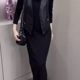 Autumn wear a complete set of plus size fat mm vest jacket hooded dress temperament age-reducing black suit for women