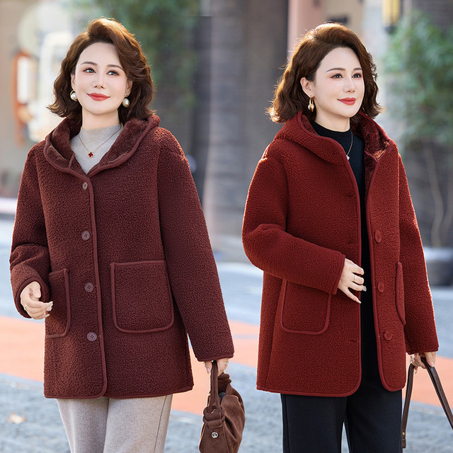 Grandma's winter cotton-padded coat, middle-aged and elderly people's velvet thickened coat, female mother's polar fleece cotton-padded coat, cold-resistant cotton-padded jacket for the elderly