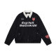 DUSK American retro contrasting striped lapel zipper jacket for women spring and autumn loose casual embroidered jacket top trendy
