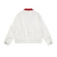 DUSK American retro contrasting striped lapel zipper jacket for women spring and autumn loose casual embroidered jacket top trendy
