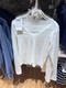 BM official website lace V -neck long sleeve T -shirt spring and autumn is full of thin casual solid colors set pure cotton white lady top