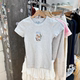 BM official website gray deer embroidered T-shirt for women in summer new hot girls slim and versatile round neck short-sleeved top